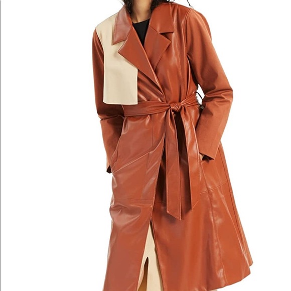 NWT 2XL plus size Alfani lapel trench coat butterscotch designer coat fall - Picture 2 of 8